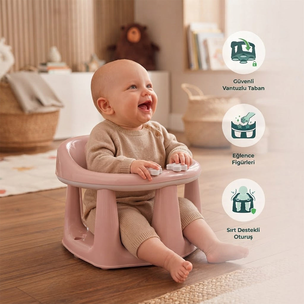 Vakumlu Taban Bebek Banyo&Mama Oturağı Pembe wumboo-color-pembe