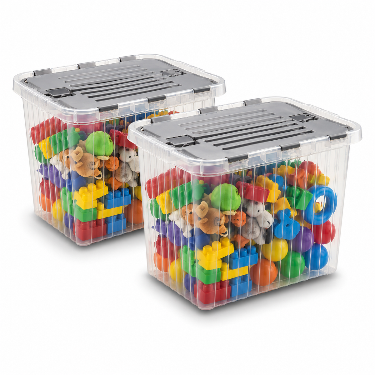 Kilitli Oyuncak Saklama Kutusu 16 Lt-Gri 2 Adet dekupe wumboo-color-gri wumboo-pack-2-adet