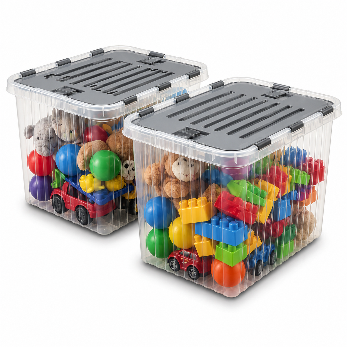 Kilitli Oyuncak Saklama Kutusu 16 Lt-Antrasit 2 Adet dekupe wumboo-color-antrasit wumboo-pack-2-adet