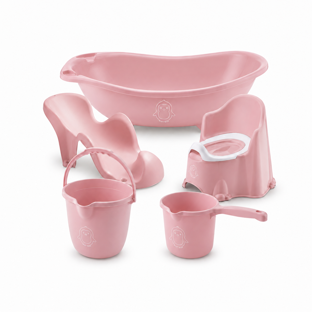 5'li Yenidoğan Küvet Seti Pembe dekupe wumboo-color-pembe