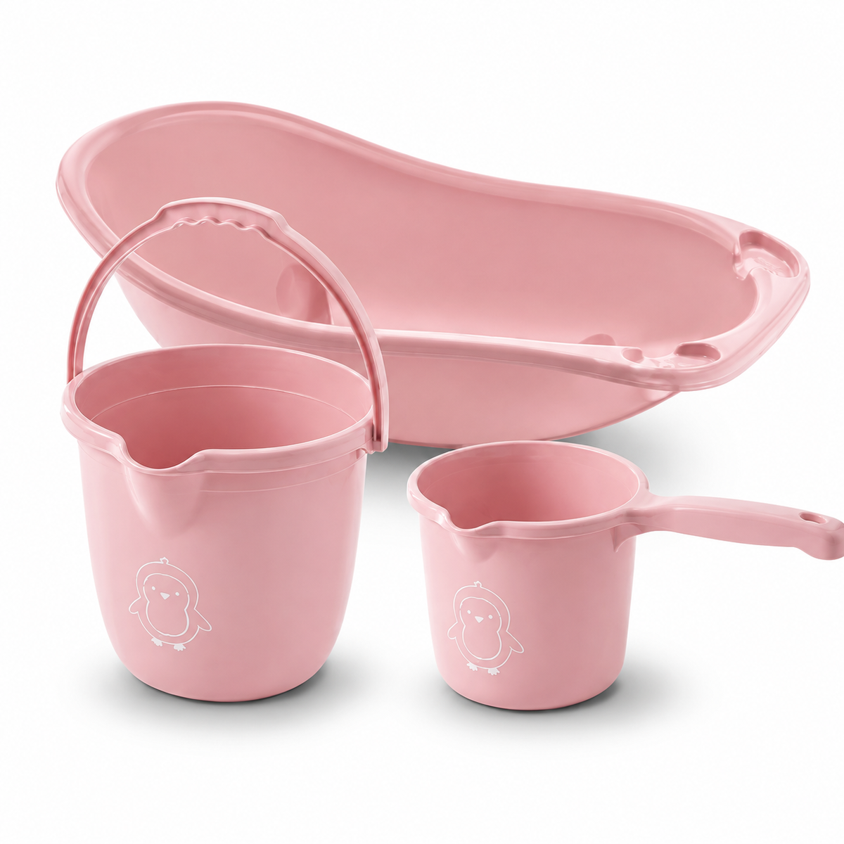 3'lü YIkama Filesi Hediyeli Yenidoğan Küvet Seti-45 Litre Pembe dekupe wumboo-color-pembe