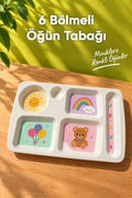 6 Bölmeli Melamin Çocuk Tabağı-Mama Tabağı-Ekstra Dayanıklı BPA Free Beslenme Tabağı- Güneş