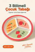 3 Bölmeli Melamin Çocuk Tabağı-Ekstra Dayanıklı BPA Free Beslenme Tabağ-Eğitici Sayılar Çocuk Tabağı