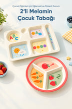 2'li Melamin Çocuk Tabağı - Ekstra Dayanıklı BPA Free Beslenme Seti- Kırılmaz Çocuk Beslenme Tabağı - BSH-159