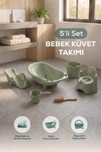 5'li Set Fileli Yenidoğan Küvet Seti Yeşil wumboo-color-yesil