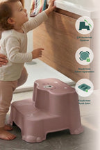 Kaydırmaz Çocuk Basamağı - Çift Katlı Banyo Merdiven Yükseltici Bebek Basamağı -Pembe wumboo-color-pembe