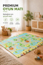 Katlanabilir Oyun Halısı ,Oyun Matı - Tek Taraflı Katlanır Mat, Oyun Matı 200x130 cm-Yeşil Yol