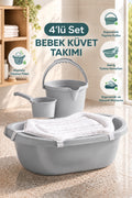 4'lü 40 Litre Bebek Banyo Seti Köpüklü File Hediyeli wumboo-color-gri