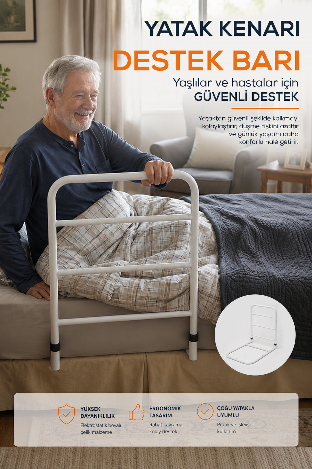 Yaşlı ve Hastalar İçin Yatak Destek Bariyeri -Yatak Tutunma Aparatı -Yaşlı Destek Aparatı Tutunma Bariyeri