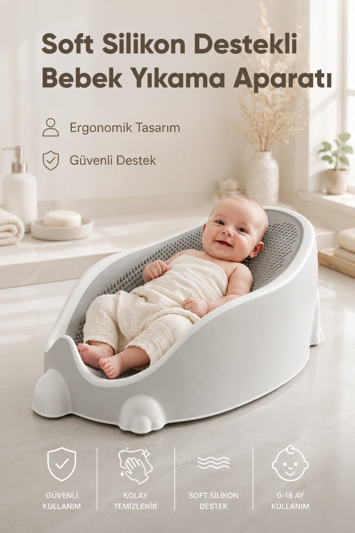 Soft Bebek Küveti – Soft Fileli Bebek Besleme Yıkama Banyo Küveti Bebek Banyo Oturağı