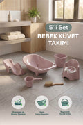 5'li Fileli Set Yenidoğan Küvet Seti Pembe