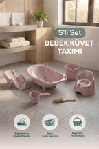 5'li Fileli Set Yenidoğan Küvet Seti Pembe wumboo-color-pembe