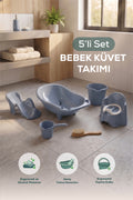 5'li Set Fileli Yenidoğan Küvet Seti Mavi
