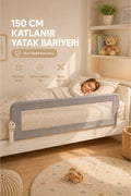 150 Cm Yatak Bariyeri - Güvenlik Bariyeri Koruyucu Bariyer,Bebek Bariyeri Büyük Boy-Gri