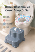 Çocuk Tuvalet Alıştırma Seti Süngerli Adaptör ve Basamak wumboo-color-mavi