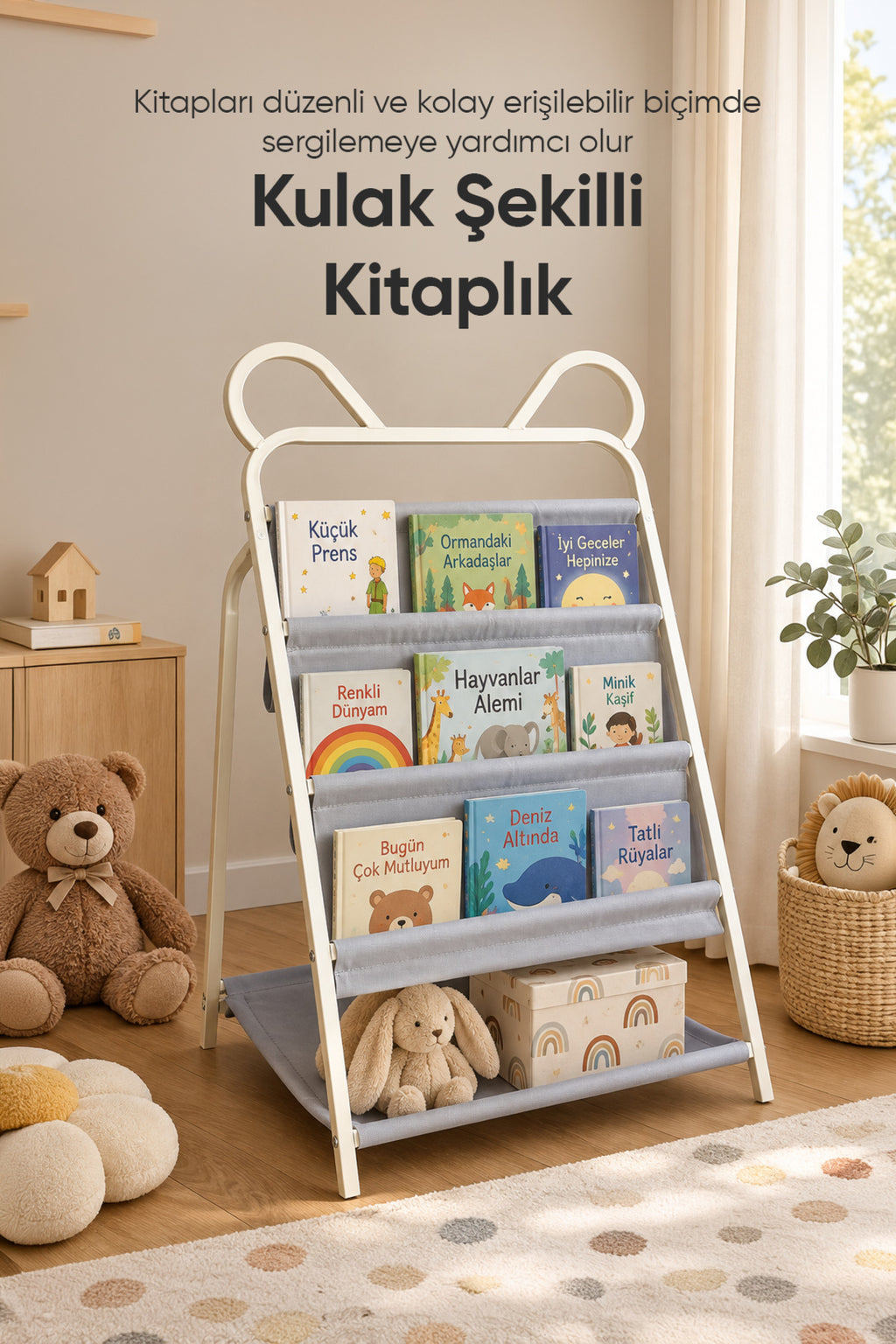 4 Katlı Ayıcık Çocuk Odası Kitaplığı wumboo-color-bej