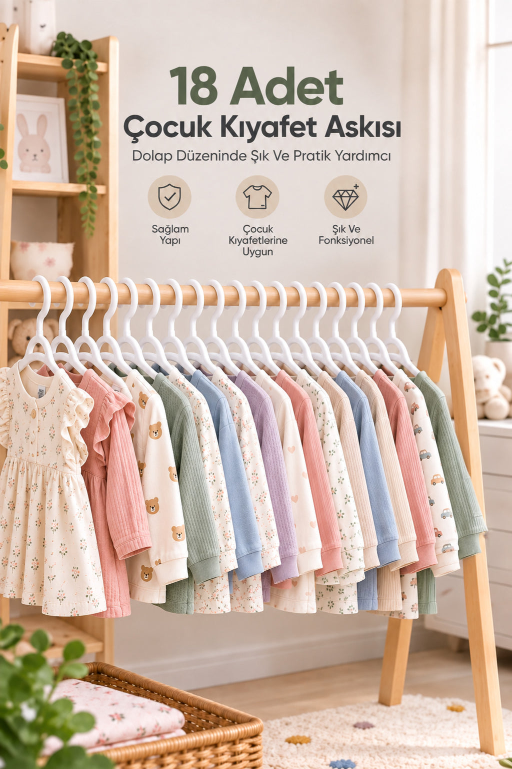 Çocuk Kıyafet Askısı wumboo-color-beyaz