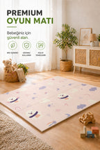 Katlanabilir Oyun Halısı ,Oyun Matı - Tek Taraflı Katlanır Mat, Oyun Matı 200x130 cm-Pembe