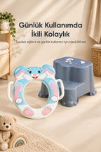 Çocuk Tuvalet Alıştırma Seti Süngerli Adaptör ve Basamak wumboo-color-mavi