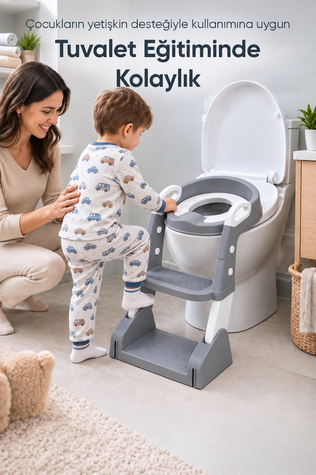 Kendinden Basamaklı Katlanır Lazımlık ve Klozet Adaptörü wumboo-color-gri