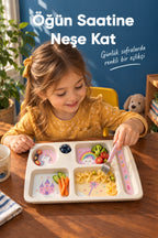 6 Bölmeli Melamin Çocuk Tabağı-Mama Tabağı-Ekstra Dayanıklı BPA Free Beslenme Tabağı- Unicorn