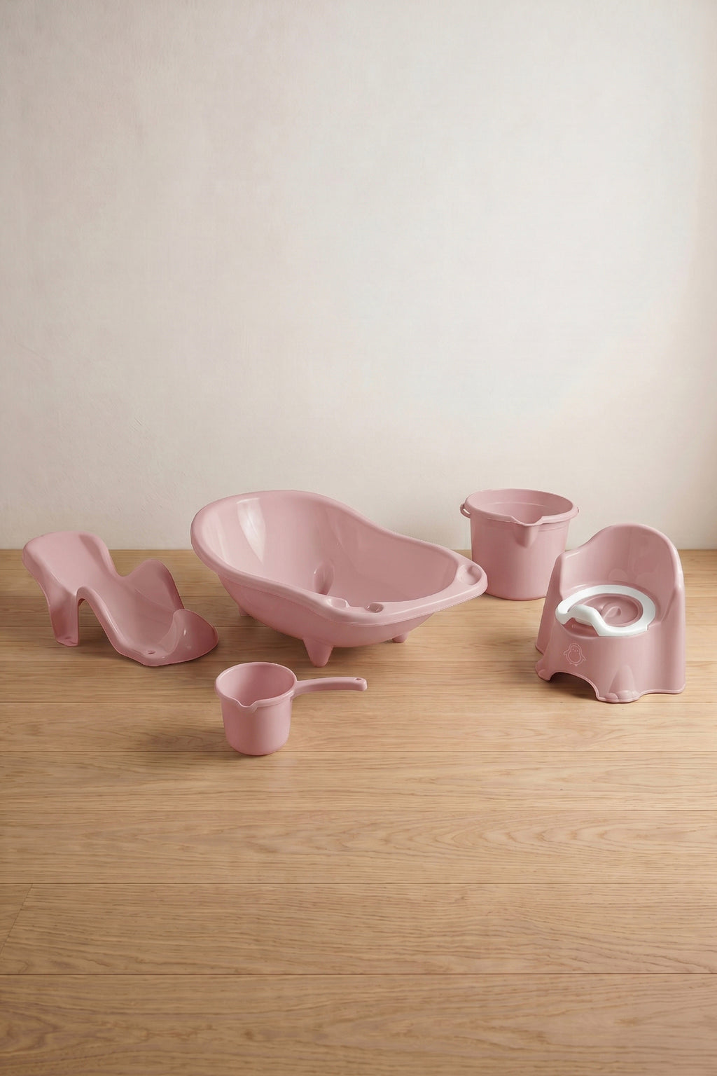 5'li Fileli Set Yenidoğan Küvet Seti Pembe