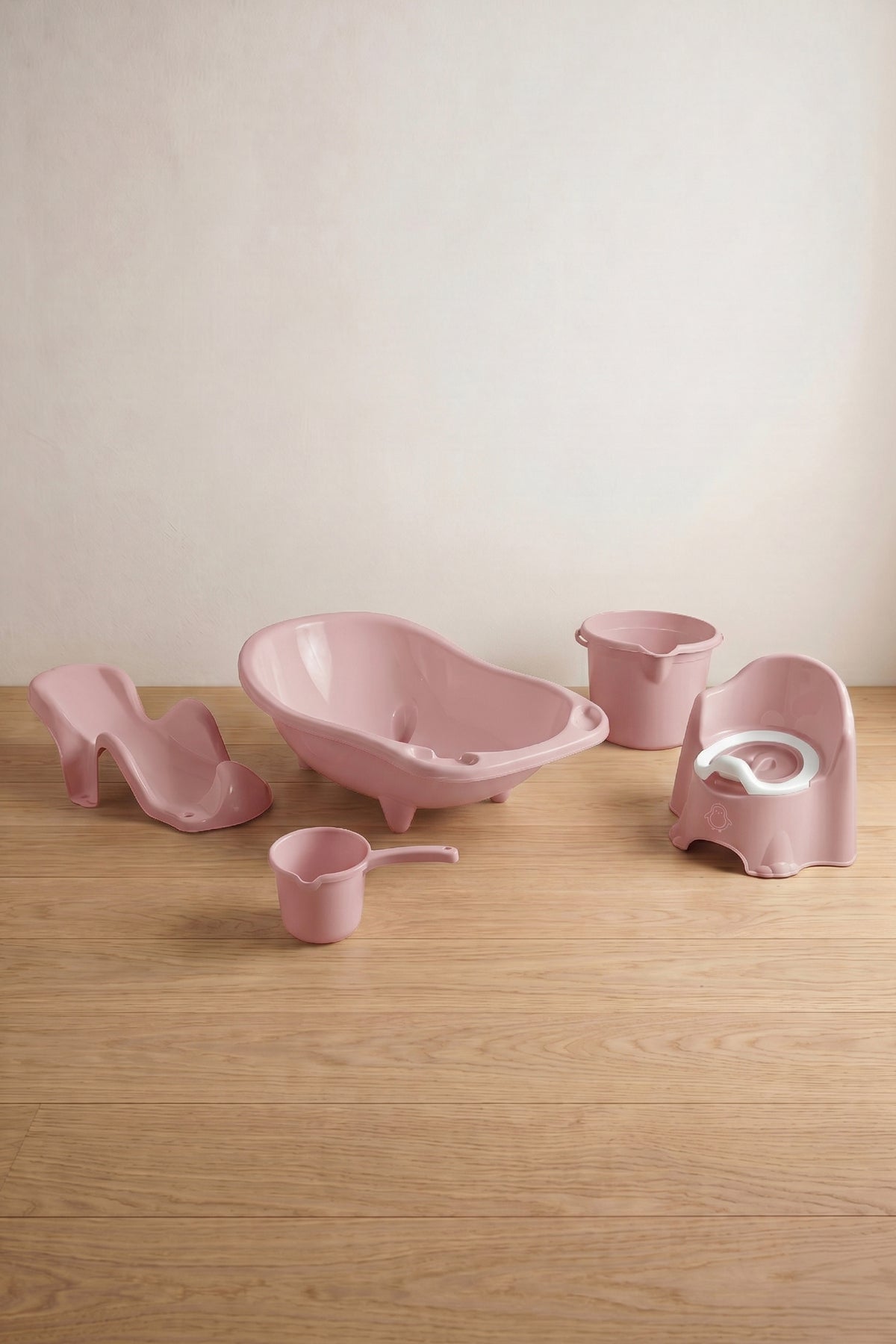 5'li Fileli Set Yenidoğan Küvet Seti Pembe