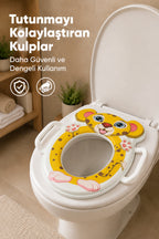 Hayvan Figürlü Süngerli Klozet adaptörü,Yumuşak Süngerli Kaymaz Taban Klozet Adaptörü-Sarı Leopar