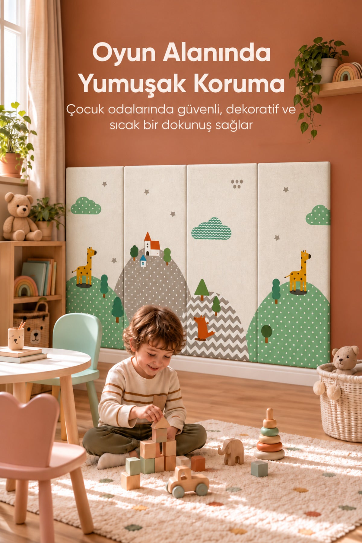 Kendinden Yapışkanlı Çocuk Odası Duvar Matı wumboo-color-gri