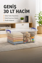 Tekerlekli 30 Litre Oyuncak Saklama Kutusu, Oyuncak Düzenleyici-Çocuk Odası Düzenleyici Organizer wumboo-color-seffaf wumboo-pack-1-adet