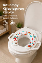 Portatif Süngerli Klozet adaptörü,Yumuşak Süngerli Kaymaz Taban Tutma Kollu Klozet Adaptörü-Beyaz Asorti