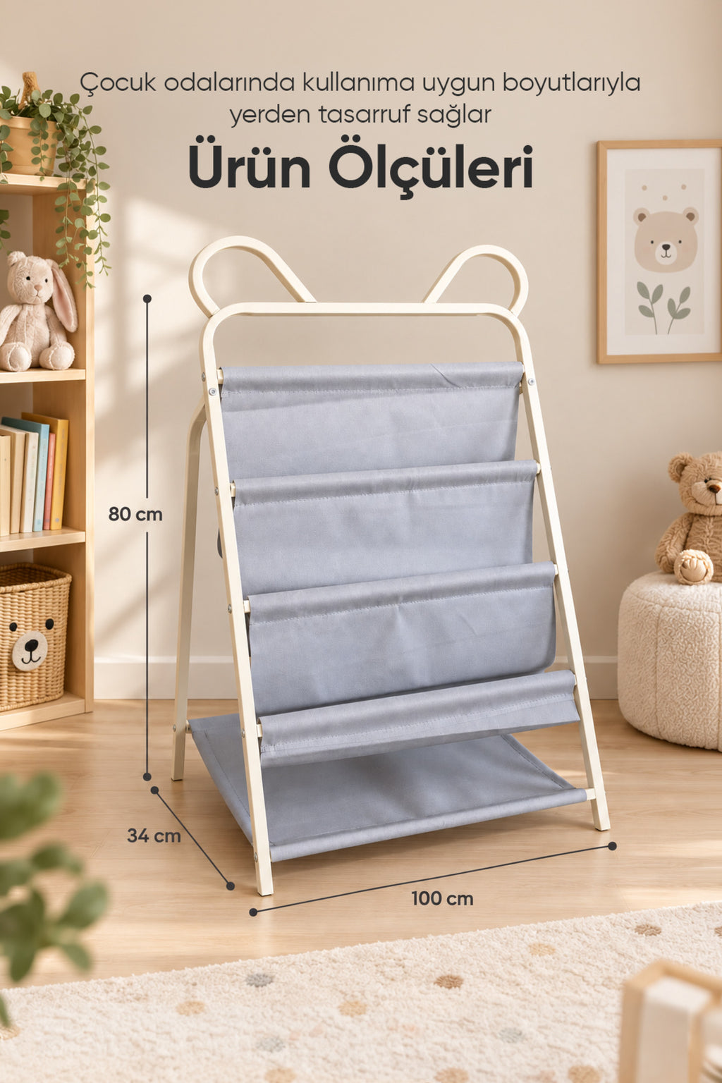 4 Katlı Ayıcık Çocuk Odası Kitaplığı wumboo-color-bej