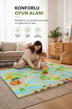 Katlanabilir Oyun Halısı ,Oyun Matı - Tek Taraflı Katlanır Mat, Oyun Matı 200x130 cm-Yeşil Yol