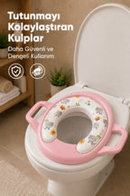Portatif Süngerli Klozet adaptörü,Yumuşak Süngerli Kaymaz Taban Tutma Kollu Klozet Adaptörü-Pembe Asorti