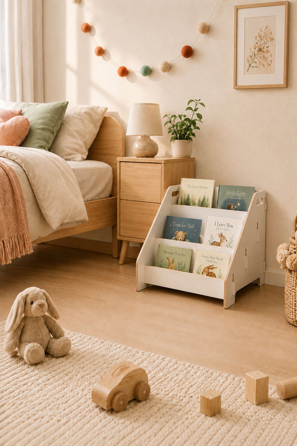 3 Katlı Montessori Ahşap Yer Kitaplığı wumboo-color-bej