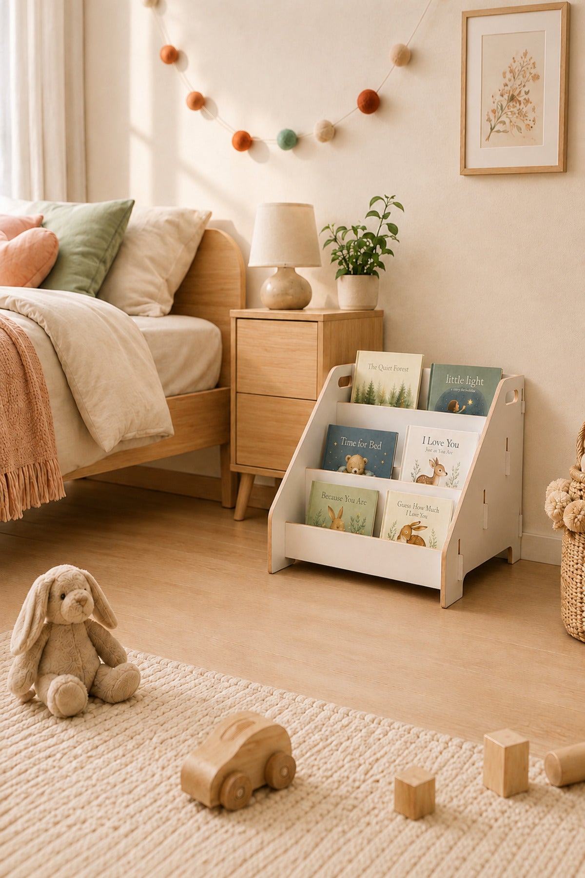 3 Katlı Montessori Ahşap Yer Kitaplığı wumboo-color-bej