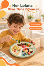 3 Bölmeli Melamin Çocuk Tabağı-Mama Tabağı-Ekstra Dayanıklı BPA Free Beslenme Tabağı- Araba