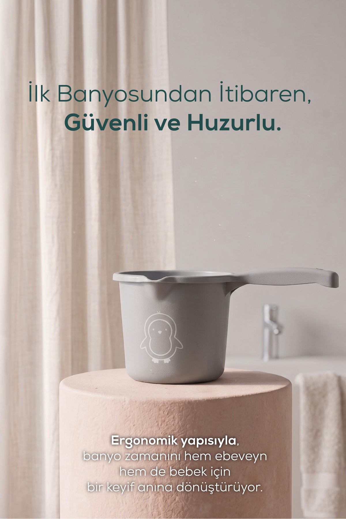 Bebek Banyo Maşrapası - 1,5 Litre Bebek Yıkama Maşrapası-Gri