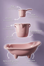 3'lü Set Fileli Yenidoğan Küvet Seti Pembe wumboo-color-pembe