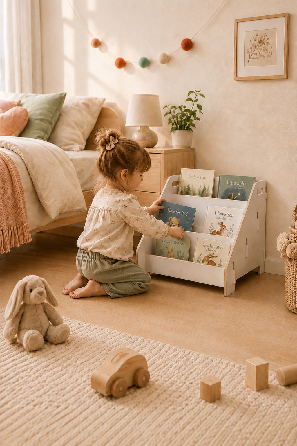 3 Katlı Montessori Ahşap Yer Kitaplığı wumboo-color-bej