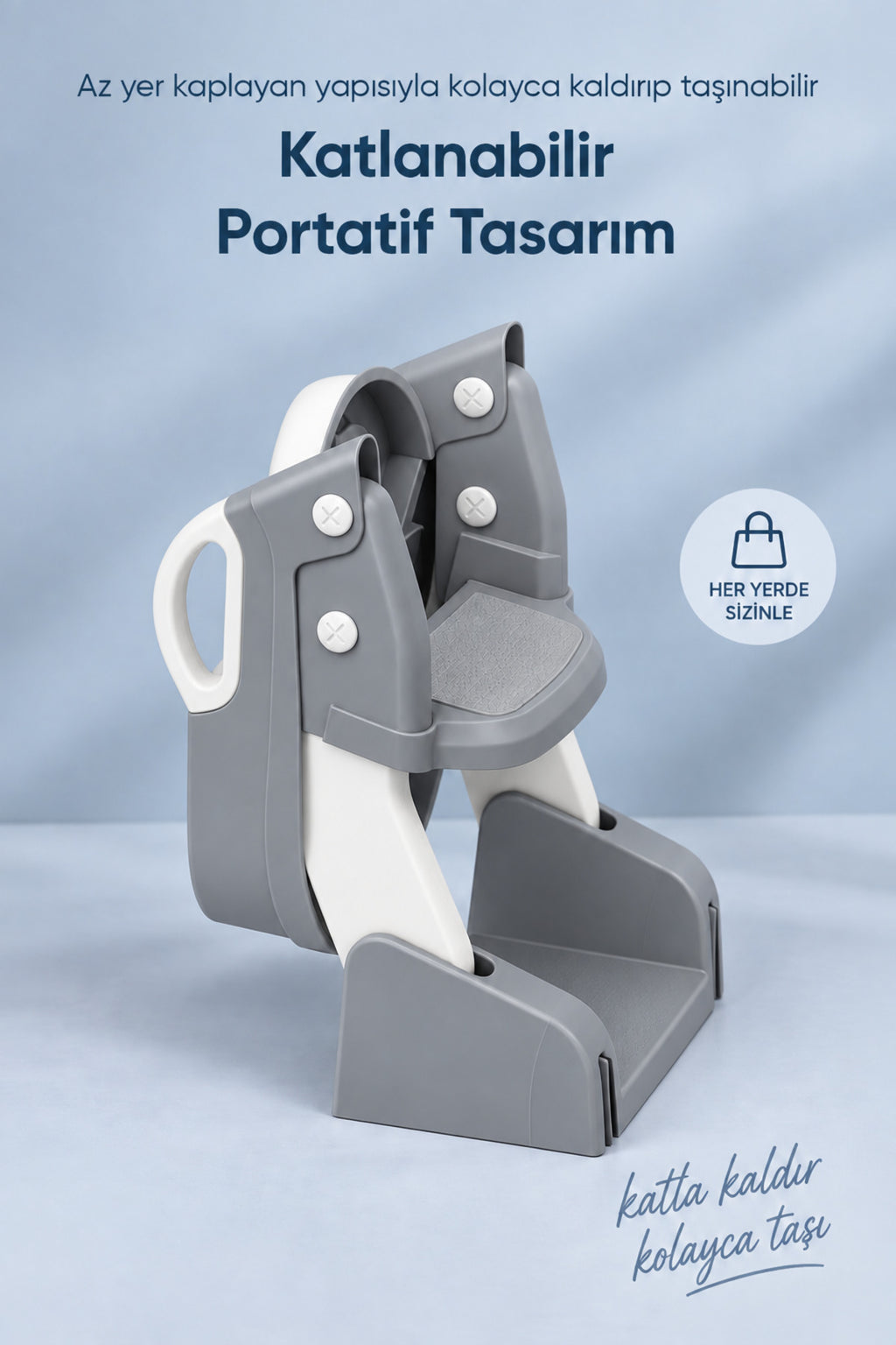 Kendinden Basamaklı Katlanır Lazımlık ve Klozet Adaptörü wumboo-color-gri