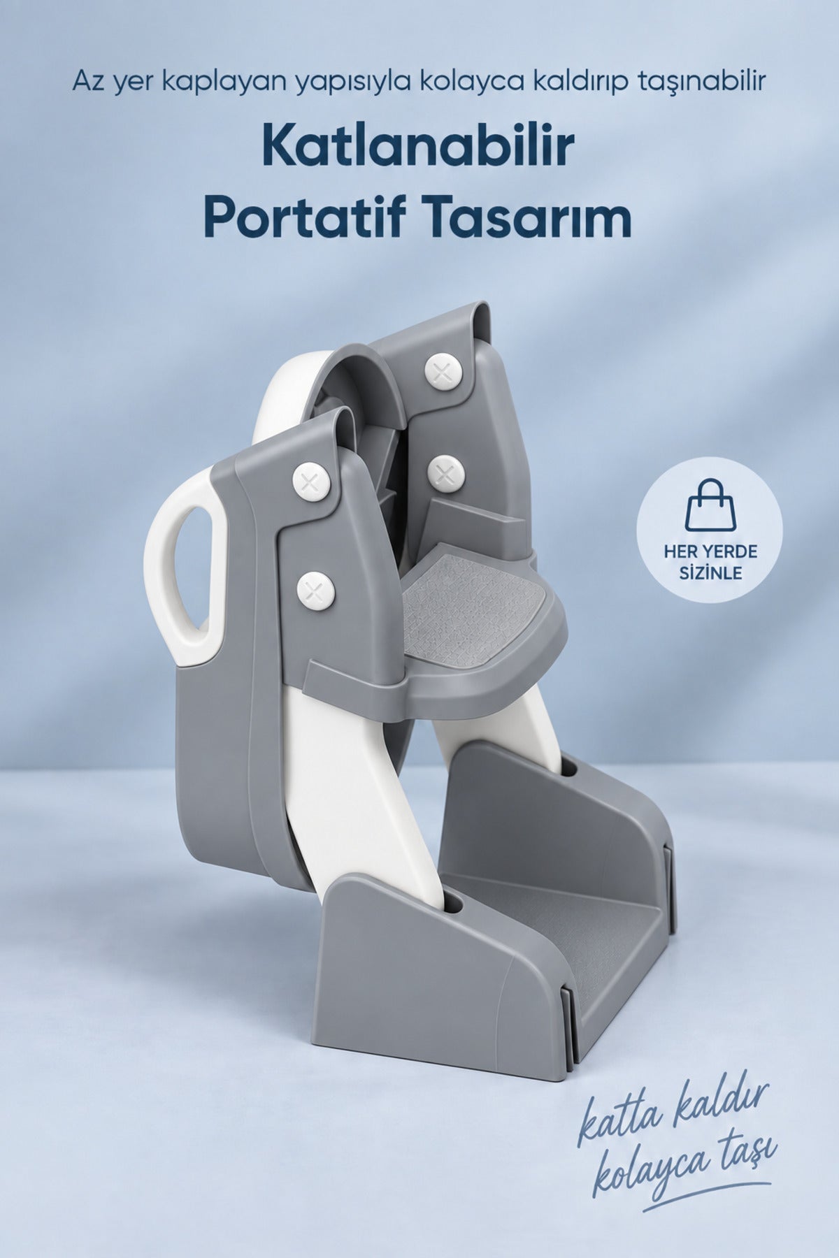 Kendinden Basamaklı Katlanır Lazımlık ve Klozet Adaptörü wumboo-color-gri
