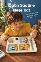 6 Bölmeli Melamin Çocuk Tabağı-Mama Tabağı-Ekstra Dayanıklı BPA Free Beslenme Tabağı- Araba