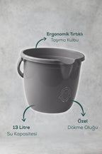 Bebek Banyo Kovası - Çok Amaçlı Bebek Banyo Kovası 13 Lt - Gri wumboo-color-gri