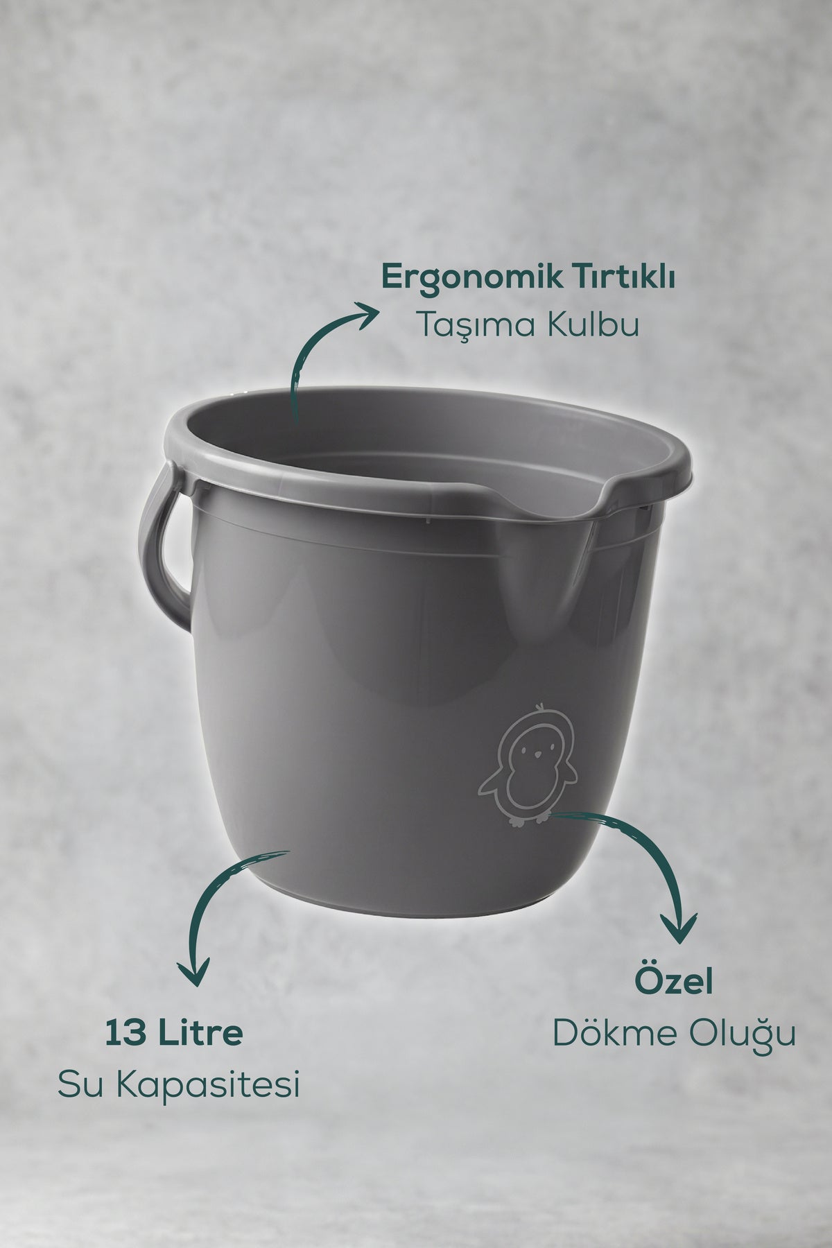 Bebek Banyo Kovası - Çok Amaçlı Bebek Banyo Kovası 13 Lt - Gri wumboo-color-gri