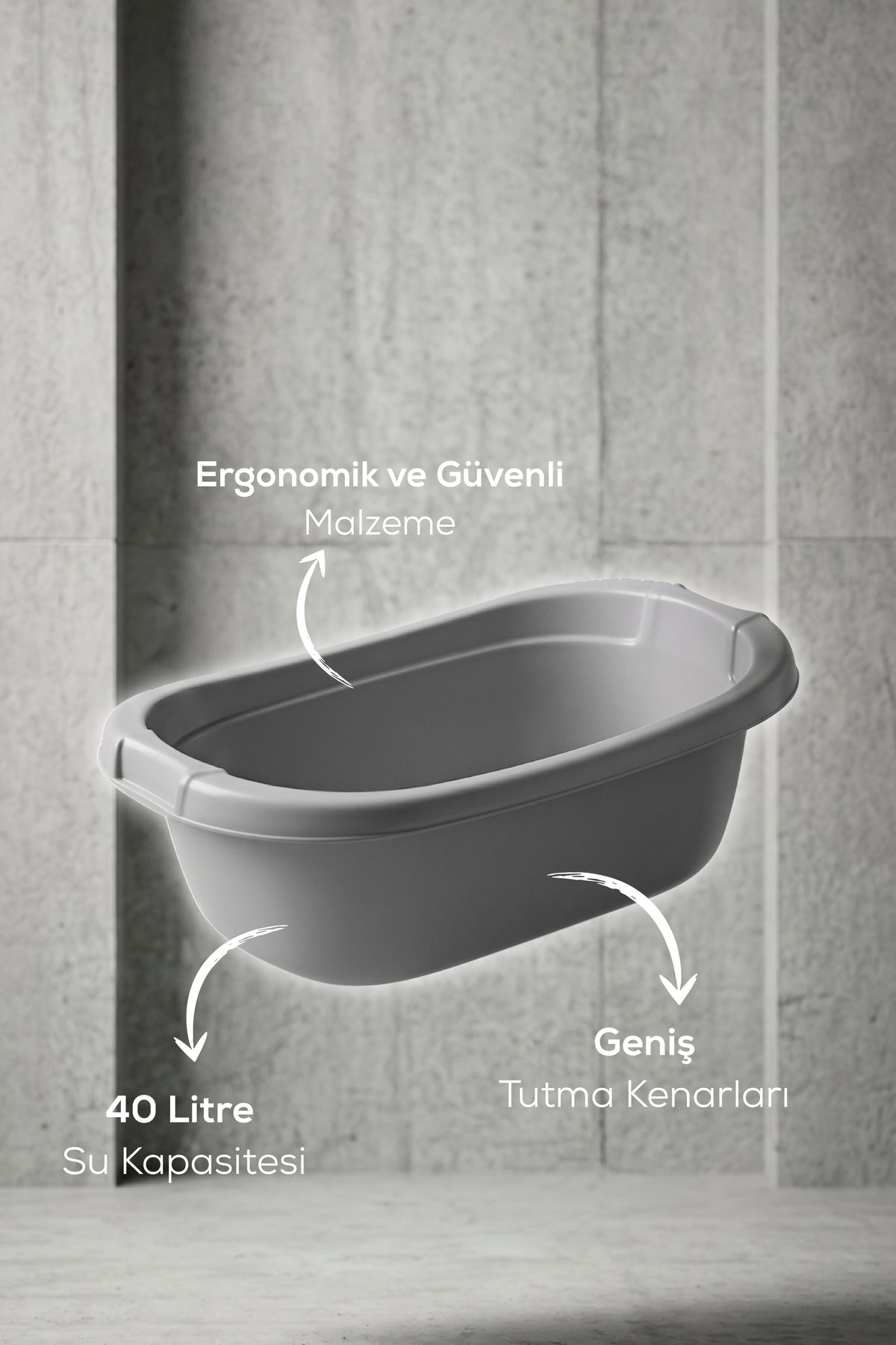 Bebek Banyo Küveti - Bebek Yıkama Küveti, Yenidoğan Yıkama Küveti 40 Lt - Gri wumboo-color-gri
