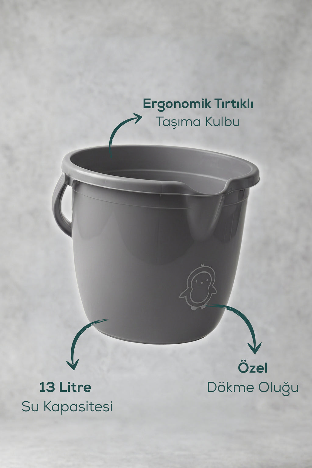 Bebek Banyo Kovası - Çok Amaçlı Bebek Banyo Kovası 13 Lt - Gri