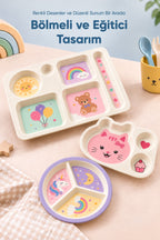 3'lü Melamin Çocuk Tabağı - Ekstra Dayanıklı BPA Free Beslenme Seti- Kırılmaz Çocuk Beslenme Tabağı - BSH-157