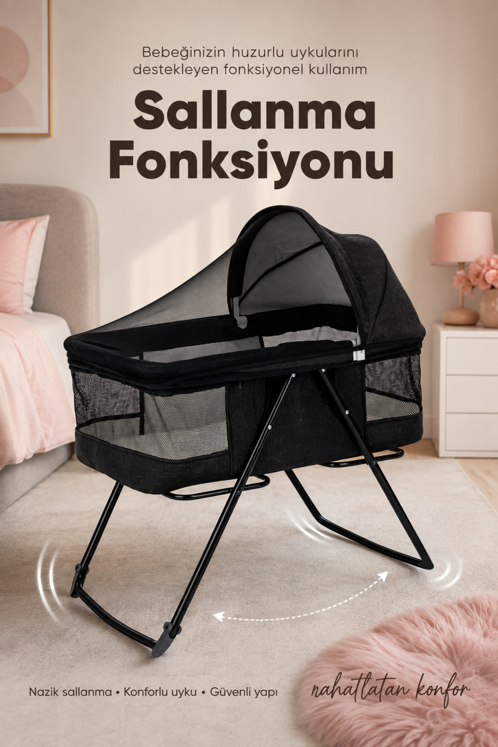 Sallanır Portatif Anne Yanı Beşik wumboo-color-antrasit