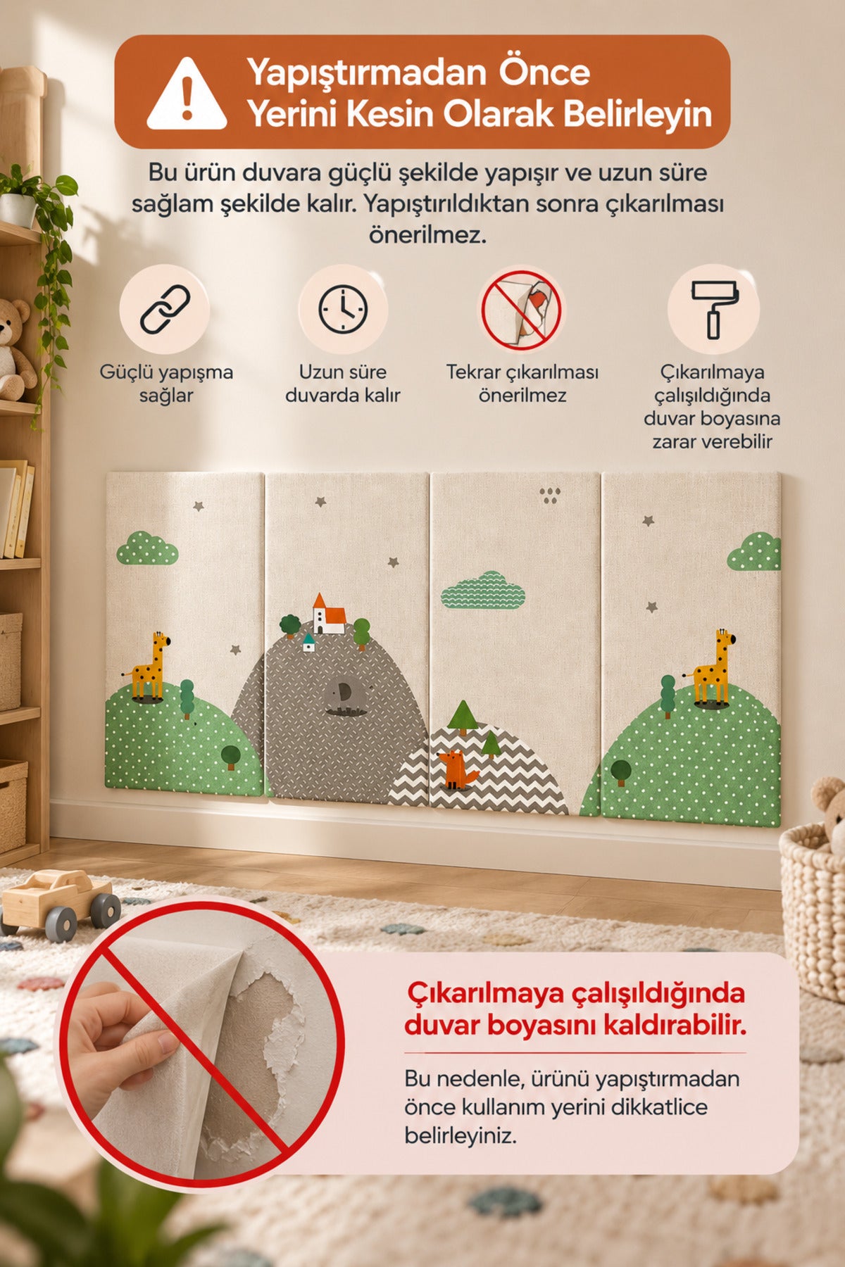 Kendinden Yapışkanlı Çocuk Odası Duvar Matı wumboo-color-gri
